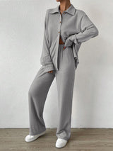 2Pcs Basic Shirt Long Pants Set