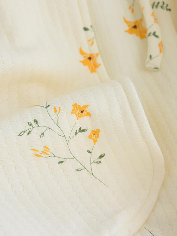 Cotton 2Pcs Lily Flower Robe Set