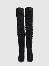 Solid Color Pleated Over Knee Boots