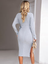 Wrap Knot Knitted Midi Dress