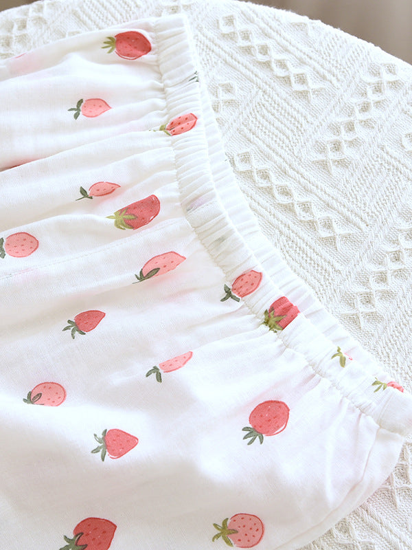 Cotton Strawberry Print Long Sleeve Pajama Set