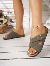 Cross Strap Buckle Beach Sandals