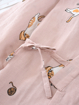 Long Sleeve Cute Cats Printed Robe Set