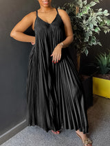 Spaghetti Strap Pleated Maxi Dress