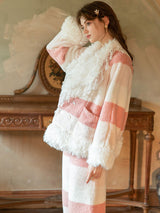 Flannel Lace Cami Top & Pants Robe Pajama Set