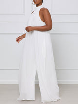 Halter Chiffon Wide Leg Jumpsuit