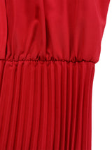 Lapel Pleated Solid Color Maxi Dress