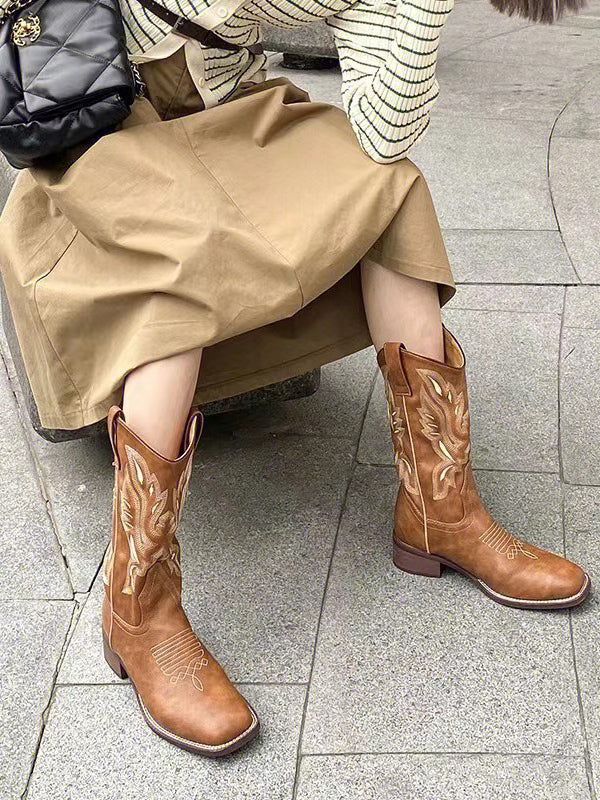 Embroidered Western Cowboy Boots