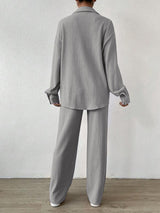 2Pcs Basic Shirt Long Pants Set