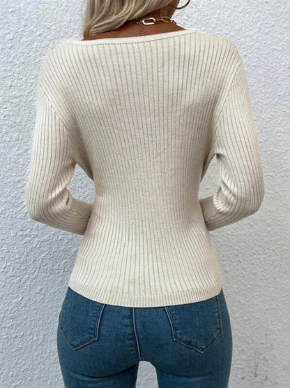 Ribbed Knit Warp Sweater