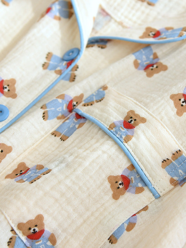 Cotton Bear Print Pajamas Set