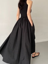Solid Patchwork Swing Tank Maxi Dress