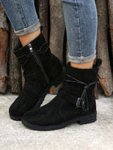 Zipper Suede Ankle Boots