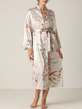 3 Pcs Floral Print Belted Sleepwear Robe Set