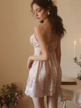 Kafiloe Lace Trim Floral Cami Nightgown