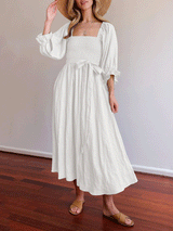 Latern Sleeve Reversible Maxi Dress