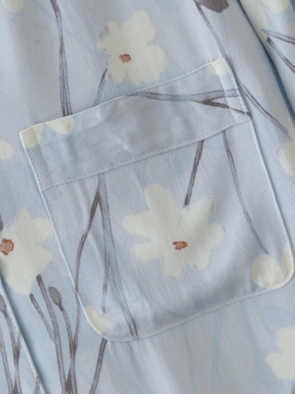 Satin Flower Print Pajama Set