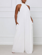 Halter Chiffon Wide Leg Jumpsuit