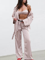 Satin Long Sleeve Robe & Vest Lounge Set