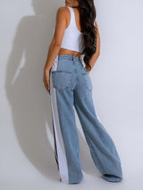 Color Block Patchwork Wide Leg Jeans