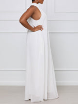 Halter Chiffon Wide Leg Jumpsuit