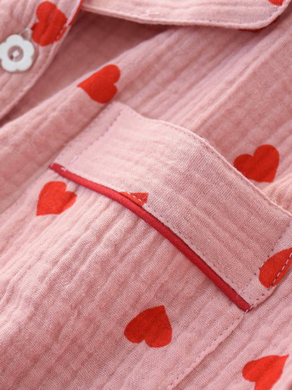 Cotton Heart Printed Pajama Set