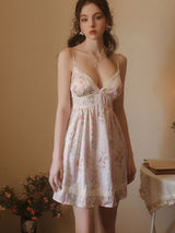 Kafiloe Lace Trim Floral Cami Nightgown