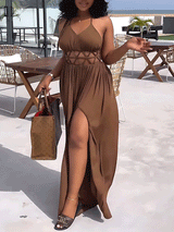 Halter Cut Out Split Maxi Dress