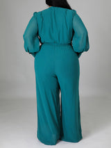 V Neck Solid Color Tie Up Jumpsuits