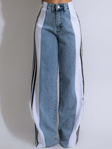 Color Block Patchwork Wide Leg Jeans