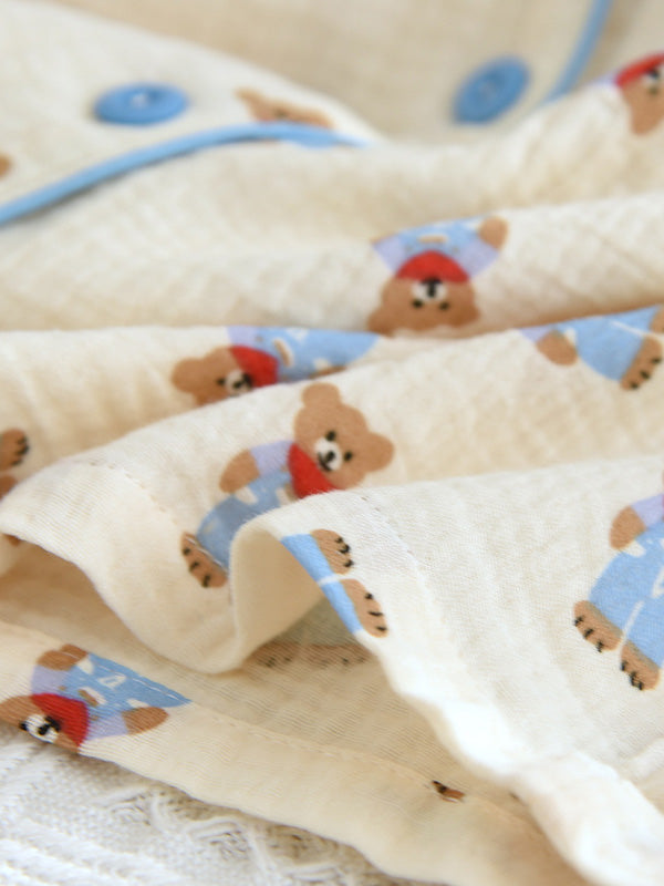 Cotton Long Sleeve Bear Print Pajamas Set