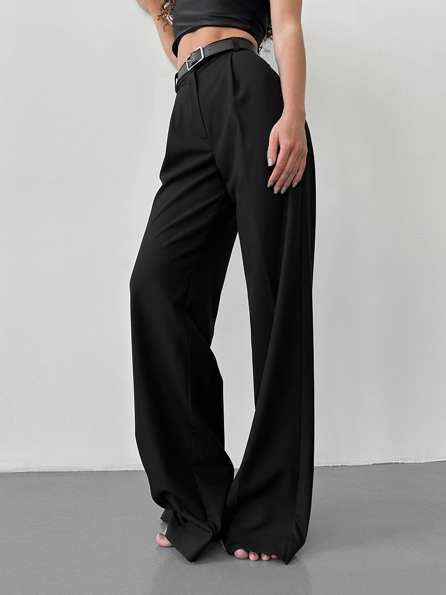 Solid Color Straight Leg Long Pants