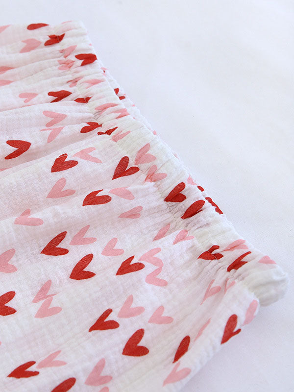 Cotton Colorful Heart Print Shirt Pajama Set