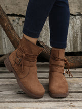 Zipper Suede Ankle Boots