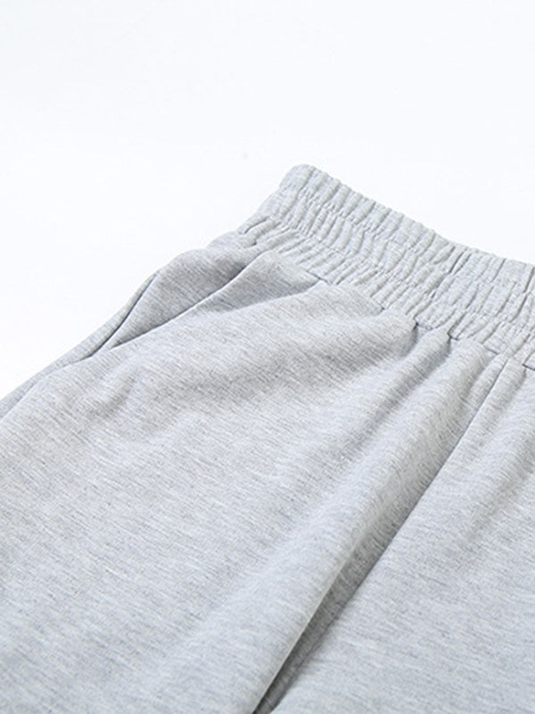Basic Crop Top Wide Leg Long Pants Set