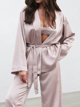 Satin Long Sleeve Robe & Vest Lounge Set