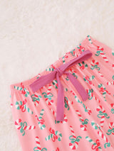 Christmas Candy Cane Print Knotted Pajama Set