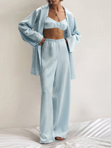 Satin Long Sleeve Robe & Vest Lounge Set