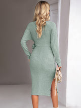 Wrap Knot Knitted Midi Dress