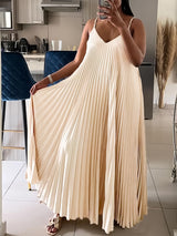 Spaghetti Strap Pleated Maxi Dress