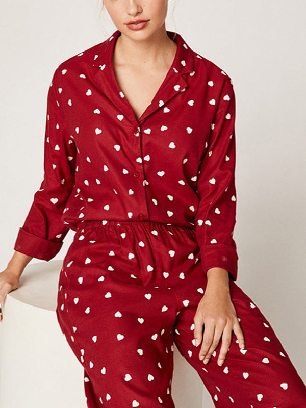 Red Heart Printed Pajama Set