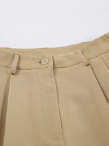 High Waisted Solid Tailored Shorts