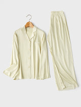 Kafiloe Solid Color Long Sleeve Pajama Set