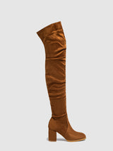 Solid Color Pleated Over Knee Boots