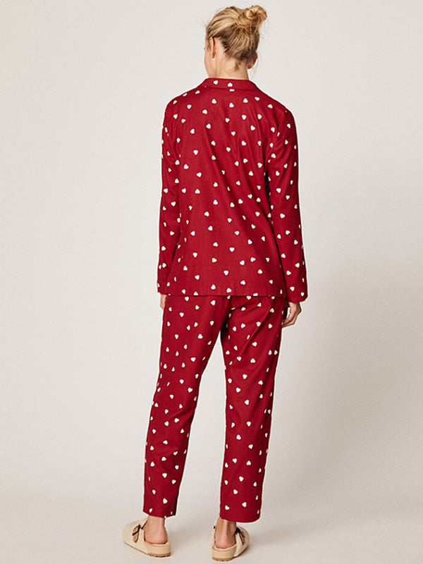Red Heart Printed Pajama Set