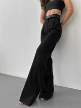 Solid Color Straight Leg Long Pants