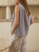 Cotton Sleeveless Top & Printed Pants Pajama Set