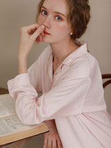 Kafiloe Solid Color Long Sleeve Pajama Set