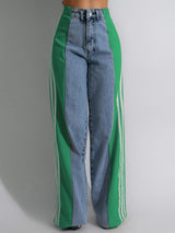 Color Block Patchwork Wide Leg Jeans