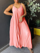 Spaghetti Strap Pleated Maxi Dress